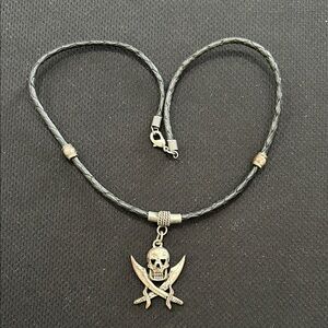 Black and Silver Skull Pendant Necklace